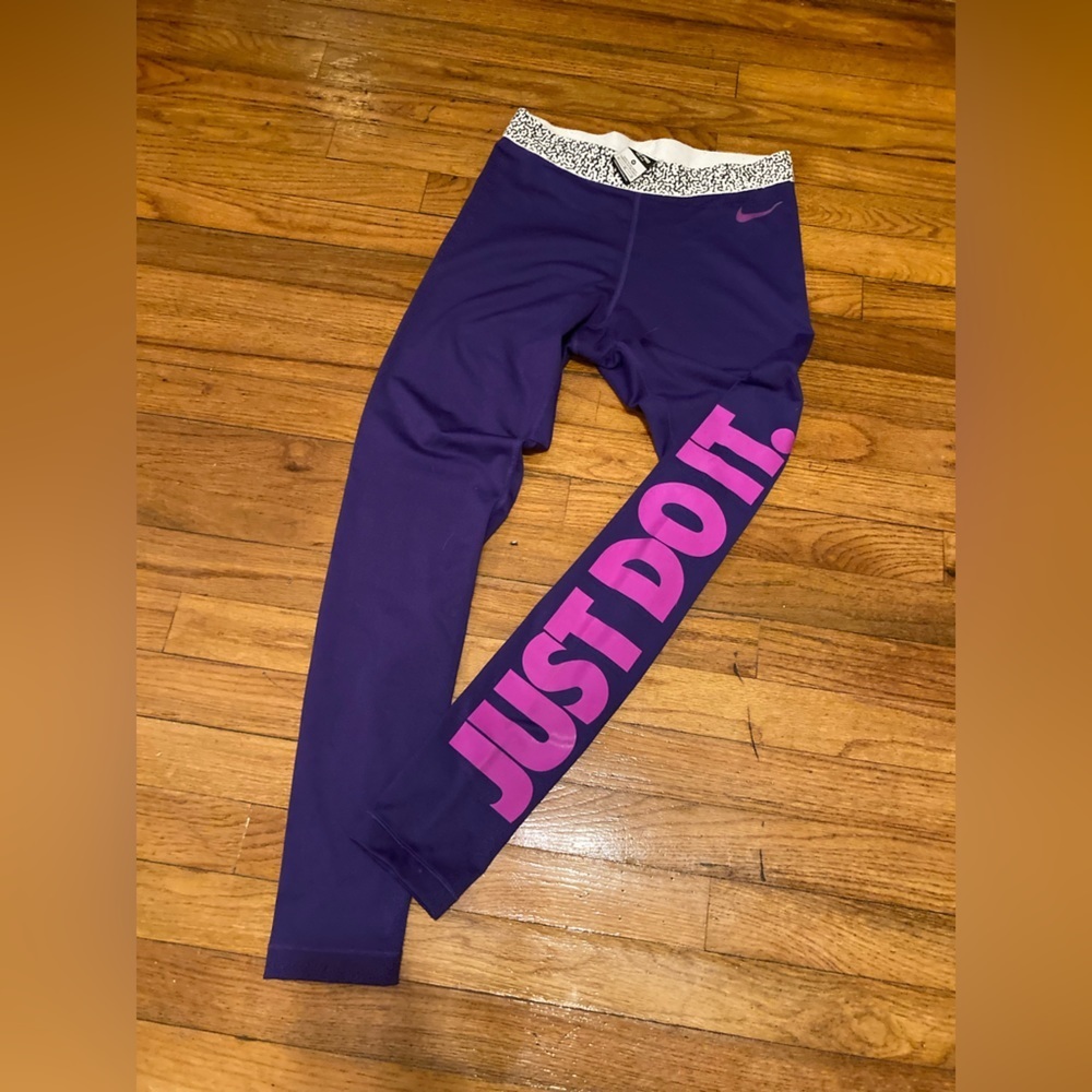 Nike pro drifit royal purple just do it leggings size medium